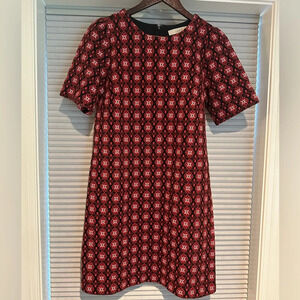 Red and black printed dress LOFT